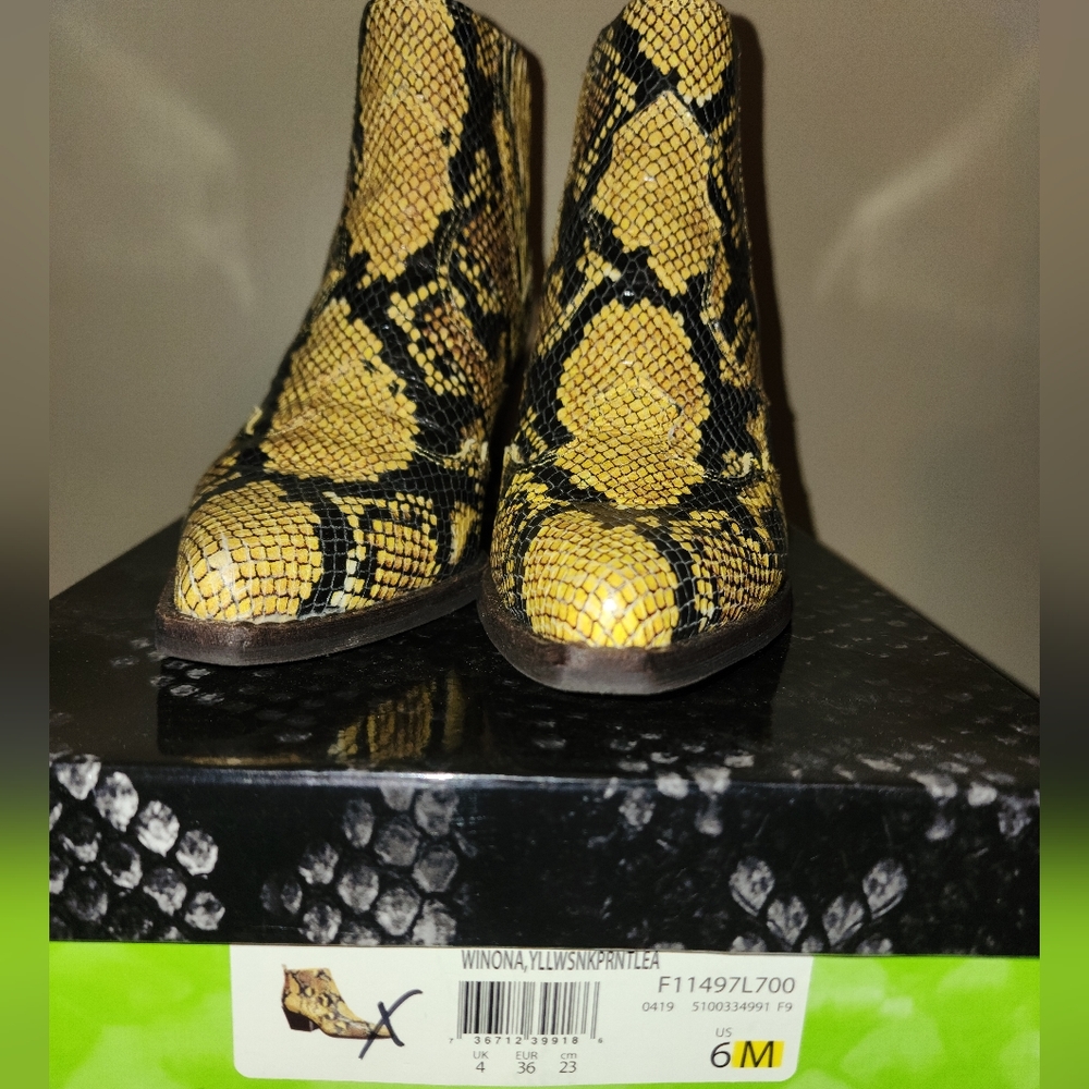 Sam Edelman Yellow Snakeskin Ankle Boots